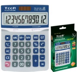 Kalkulator TOOR TR-2213A, 12 pozycyjny, podwójne zasilanie 120-1858
