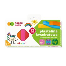 Plastelina szkolna kwadratowa, 12 kolorów, Happy Color HA.2114.K12