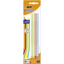 Ołówek bez gumki BIC Evolution Stripes 646 HB Blister 4szt, 918485