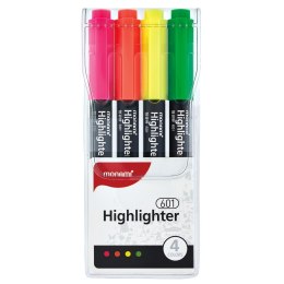 Cienki zakreślacz Highlighter 601 - zestaw 4 kolorów MONAMI, 20600675700
