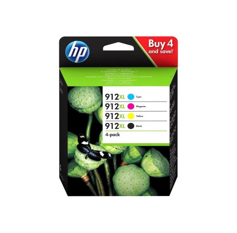 Tusz HP 912XL (3YP34AE) CMYK 4szt czarny + niebieski + purpurowy + żółty