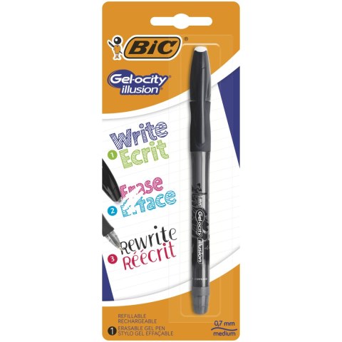 Długopis wymazywalny BIC Gel-ocity Illusion czarny Blister 1szt, 943453