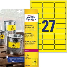 Etykiety Heavy Duty L6105-20 63,5 x 29,6 20 ark. żółte, poliestrowe, Avery Zweckform
