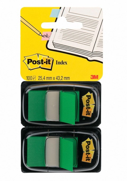 Zakładki indeksujące POST-IT_ (680-G2EU), PP, 25,4x43,2mm, 2x50 kart., zielone