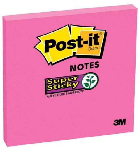 Bloczek samoprzylepny POST-IT_ Super sticky, (654-6SS-PNK), 76x76mm, 1x90 kart., fuksja