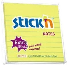 Notes sam.EXTRA STICKY 101x101 żółty linia 90kar.pastel STICK`N 21586