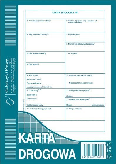 Karta drogowa A5 Numer. 815-3N