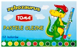 Kredki pastelowe olejne ZĘBOZAURUS, 12 kolorowe TO-585 Toma