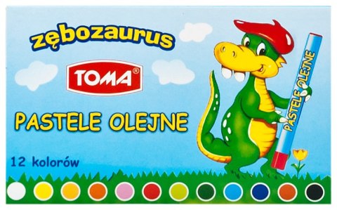 Kredki pastelowe olejne ZĘBOZAURUS, 12 kolorowe TO-585 Toma