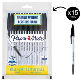 Długopis ze skuwką Paper Mate 045 medium (1,0 mm) czarny 15 szt. 2108182