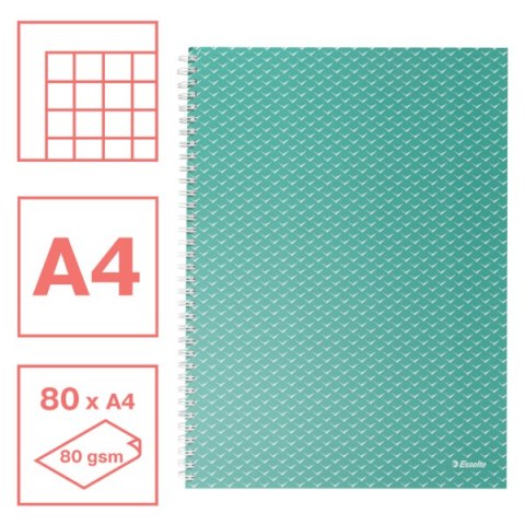 Kołonotatnik ColourBreeze A4, w kratkę, zielony Esselte 628477