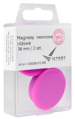 Magnesy neonowe różowe 38mm (2) 5038KM2-095 VICTORY