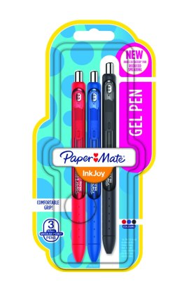 Pióro żelowe INKJOY GEL 0.7mm blister 3szt (niebieski,czarny, czerwony) PAPER MATE 1957037