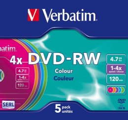 Płyta DVD-RW VERBATIM SLIM Colour 4.7GB x4 43563
