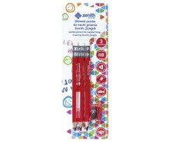 Ołówek do nauki pisania - Zenith Simple - blister 3 sztuki + temperówka, 206316002