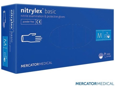 Rękawice nitrylowe granatowe M MERCATOR MEDICAL (100) bezpudrowe 8%VAT