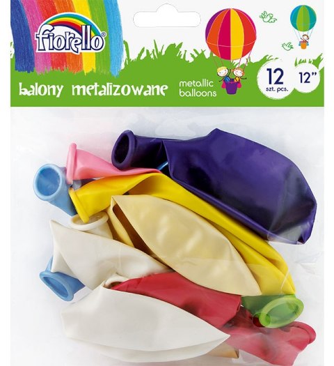 Balony 12 METALLIC, srebrny, 100 szt. FIORELLO 170-2503