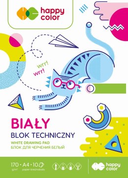 Blok techniczny Happy Friends, biały,170g, A4, 10 ark, Happy Color HA 3717 2030-M0