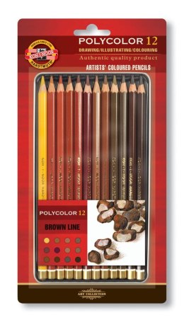 Kredki POLYCOLOR 12szt brązy 3822/BR Koh i Noor