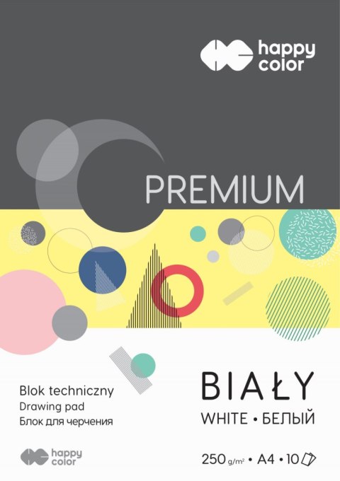 Blok techniczny PREMIUM biały A4, 250g, 10 ark, Happy Color HA 3725 2030-0