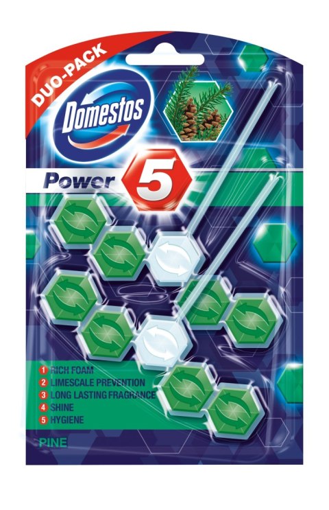 DOMESTOS Zawieszka do toalety POWER5 DUO PINE 7x2x55g 24325