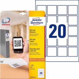 Etykiety do kodów QR, A4, 25 ark./op., 45 x 45 mm,białe, AVERY ZWECKFORM, L7121-25