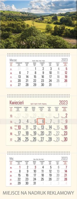 Kalendarz Trójdzielny z główką (T07) PANORAMA - krem 2023 TELEGRAPH
