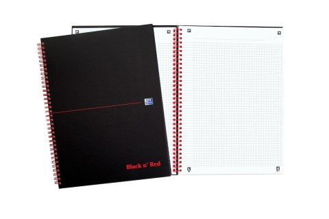 Kołonotatnik A5 70 kartek, kratka / tagi, BLACK n RED, OXFORD, 400047652