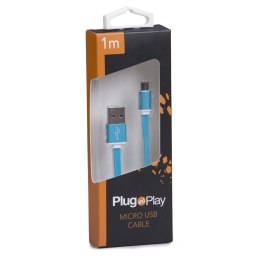 Kabel USB/MICRO USB 1m niebieski Plug&Play PP-MICRO-BLUE