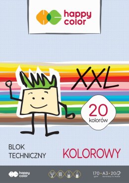 Blok techniczny kolorowy A3, 170g, 20 ark, Happy Color HA 3717 3040-09