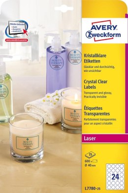 Etykiety Crystal Clear L7780-25 Q40 25 ark. przezroczyste Avery Zweckform