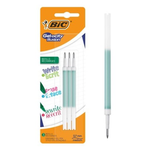 Wkład BIC Gel-ocity Illusion zielony Blister 3szt, 944024 (X)