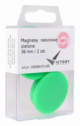 Magnesy neonowe zielone 38mm (2) 5038KM2-155 VICTORY