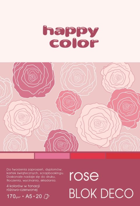 Blok DECO ROSE HAPPY COLOR A5 20ark.170g 5 kolorów HA 3717 1520-062