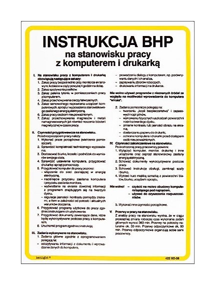 Instrukcja OGÓLNA BHP dla pracowników 0434-0030-99 Panta Plast