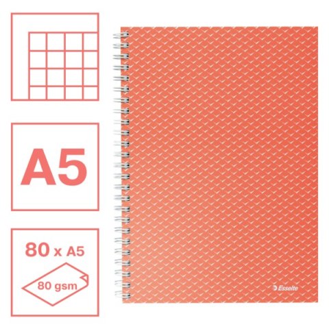 Kołonotatnik ColourBreeze A5, w kratkę, koralowy Esselte 628468