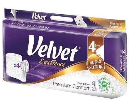 Papier toaletowy VELVET EXCELLENCE SUPER STRONG 4w. (op 8szt) biały