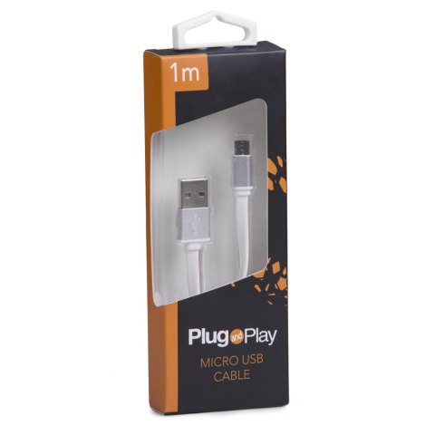 Kabel USB / MICRO USB 1m biały Plug&Play PP-MICRO-W