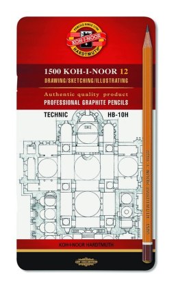 Ołówek Grafitowy 1502/I TECHNIC HB-10H komplet 12 szt. KOH I NOOR (X)