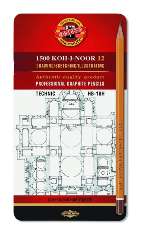 Ołówek Grafitowy 1502/I TECHNIC HB-10H komplet 12 szt. KOH I NOOR (X)