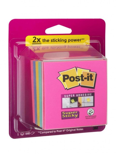 Kostka samoprzylepna POST-IT_ Super Sticky (2028-SS-RBWC), 76x76mm, 1x440 kart., mix kolorów