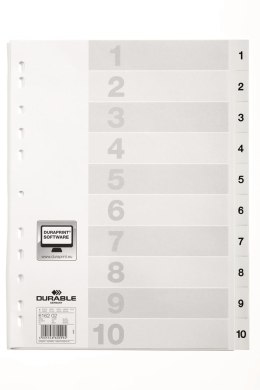 Przekł. PP A4 białe, nadr. indeks, 1-10, Bia ły 616202 DURABLE