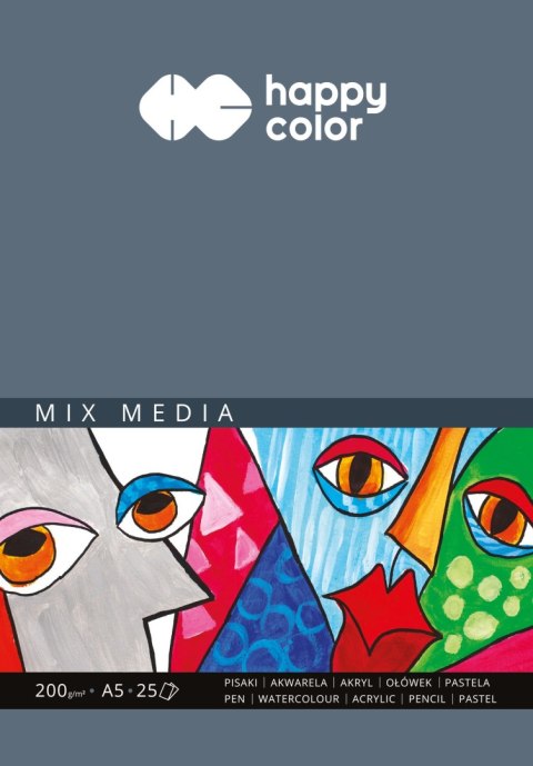 Blok MIX MEDIA art A5 25ark. 200g.50g.200g HA 3710 1520-A25 HAPPY COLOR