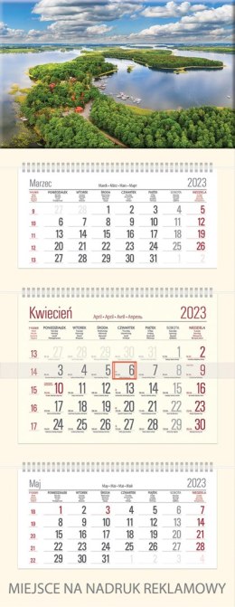 Kalendarz Trójdzielny z główką (T09) MAZURY - krem 2023 TELEGRAPH