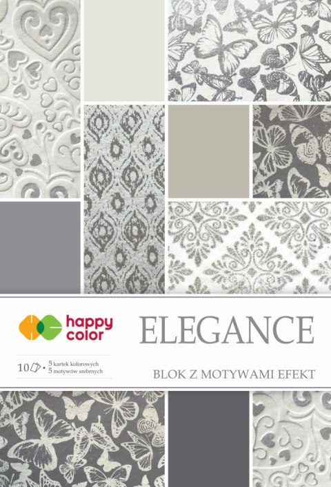 Blok ELEGANCE z efektami, 170-220 g/m2, A4, 10 ark, 5 motywów, HAPPY COLOR HA 7717 (X)