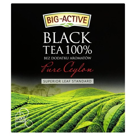 Herbata BIG-ACTIVE PURE CEYLON, 100 torebek x2g czarna z zawieszką