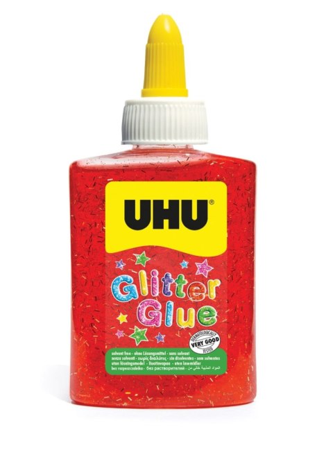 Klej brokatowy GLITTER GLUE czerwony butelka 88ml UHU 49920