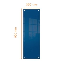 Mała podłużna szklana tablica suchościeralna Nobo Home 300x900mm, niebieska 1915608