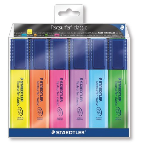 Zakreślacz Textsurfer classic, 6 kol. (1, 2, 4, 6, 3, 5) w etui, Staedtler S 364 WP6