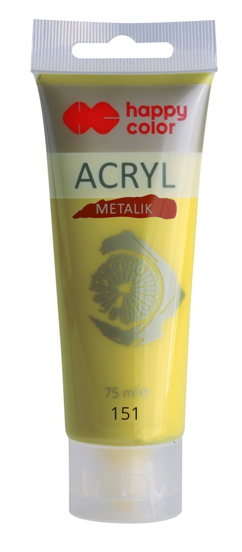 Farba akrylowa 75 ml, zielone złoto metalik, Happy Color HA 7370 0075-151